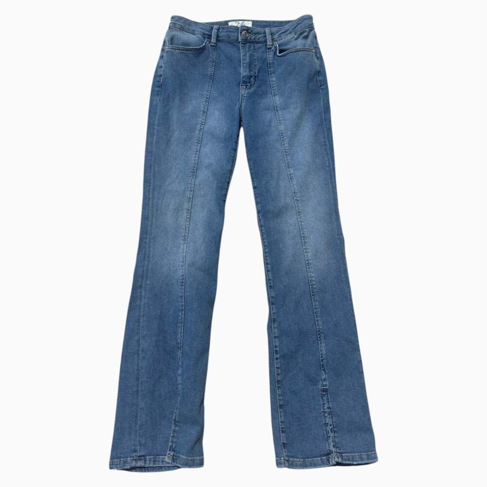 Free People We the Free Flare Jeans Front Pintuck Seam Blue Size 26 Mid Rise - Picture 5 of 16